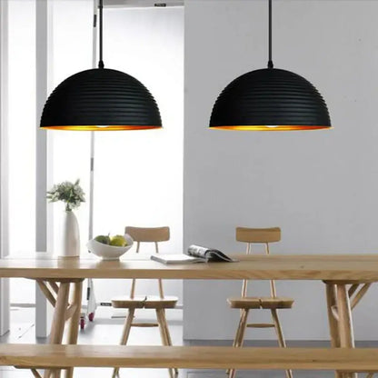 Retro black & gold semicircle pendant light for dining room