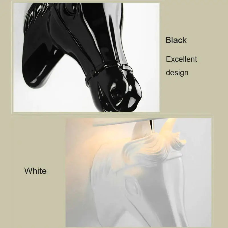Retro black horse wall lamp bedroom ceramic sconce