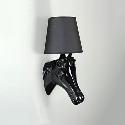 Retro black horse wall lamp bedroom ceramic sconce