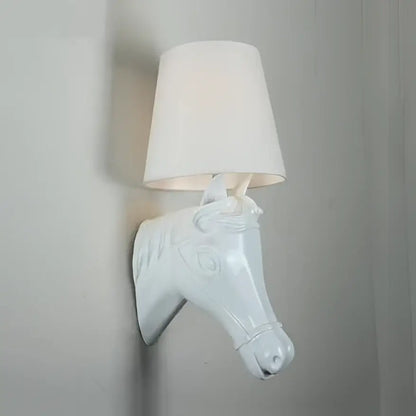 Retro black horse wall lamp bedroom ceramic sconce