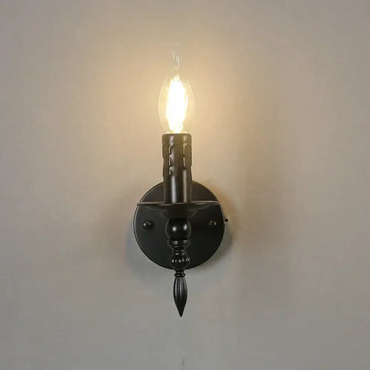 Retro black iron art wall lamp living room candle sconce