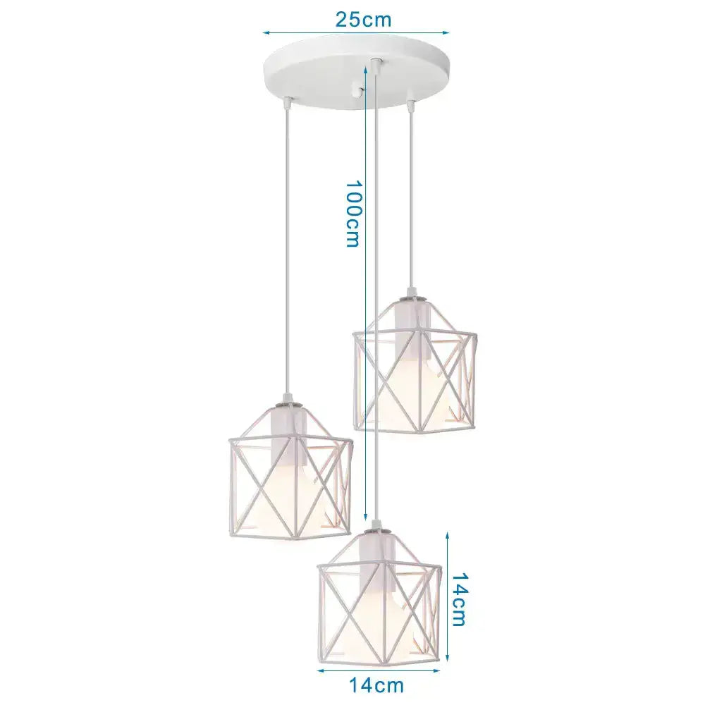 Retro black iron frame pendant light kitchen geometric cage