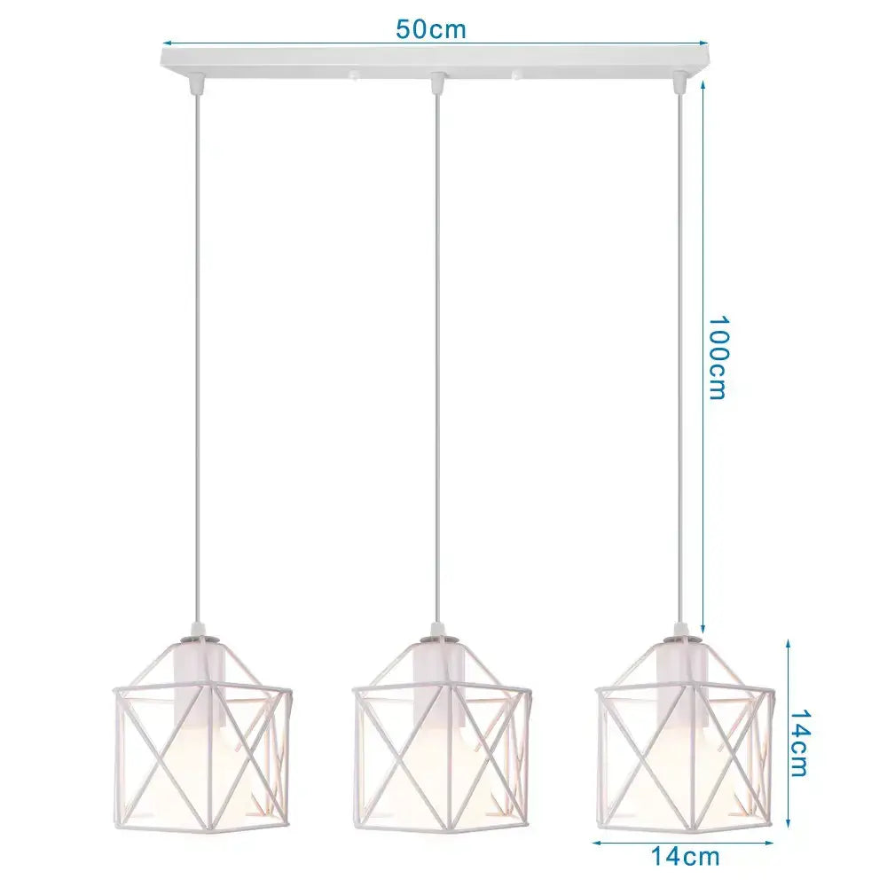Retro black iron frame pendant light kitchen geometric cage