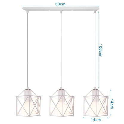 Retro black iron frame pendant light kitchen geometric cage
