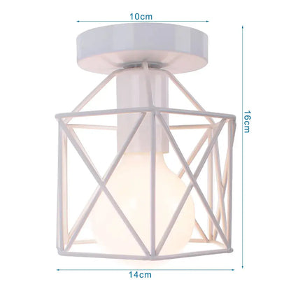 Retro black iron frame pendant light kitchen geometric cage