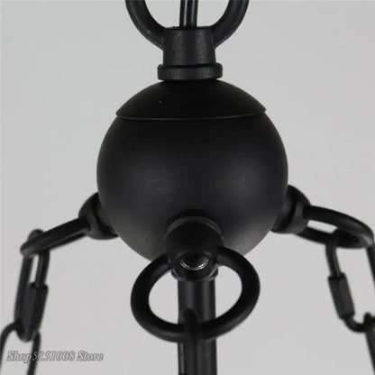 Retro black metal glass bucket pendant light dining room three bulb