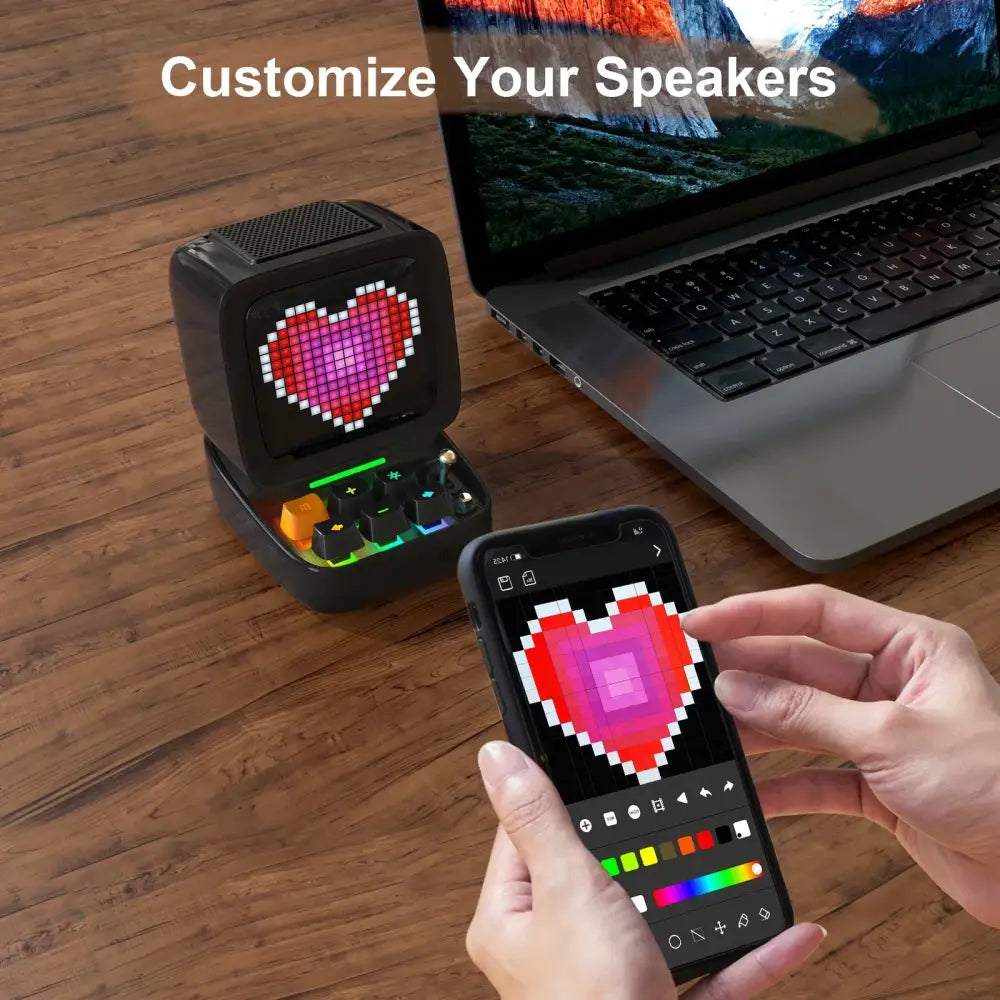 Retro black pixel art bluetooth speaker bedroom ditoo pixel art