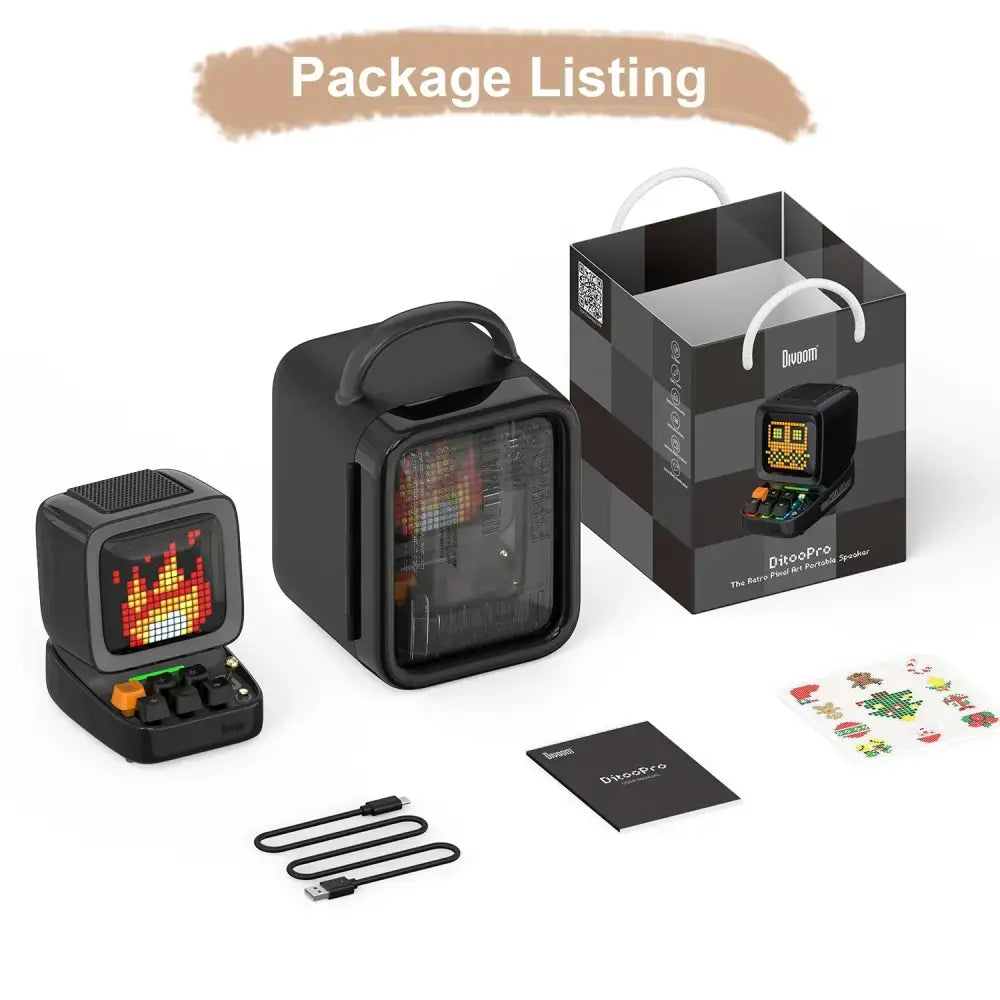 Retro black pixel art bluetooth speaker bedroom ditoo pixel art