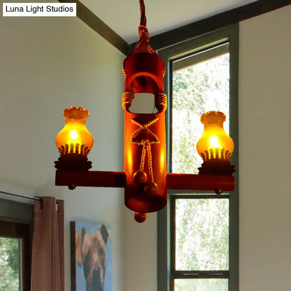 DecorBites™ Retro Black Yellow Glass Pendant Lighting for Bar Bistro - 3-Light Kerosene Island Light