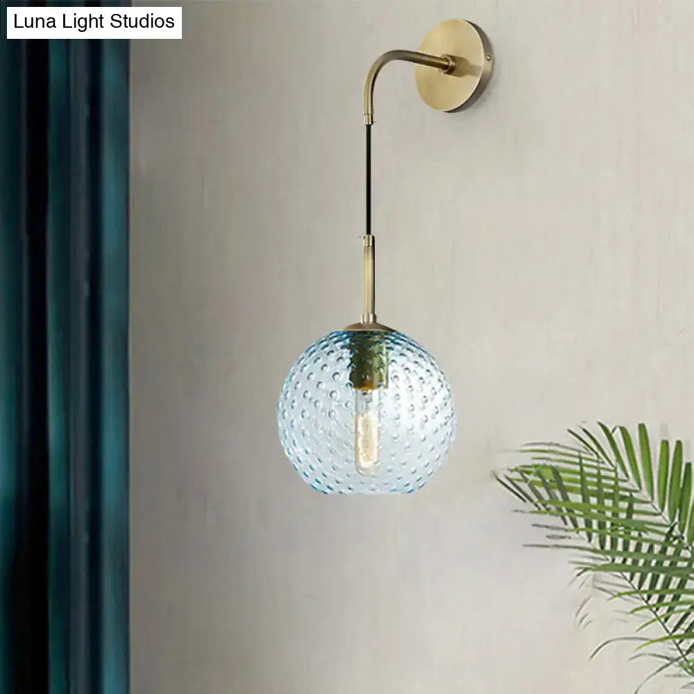 Retro blue glass globe wall lamp bedroom pink yellow blue light