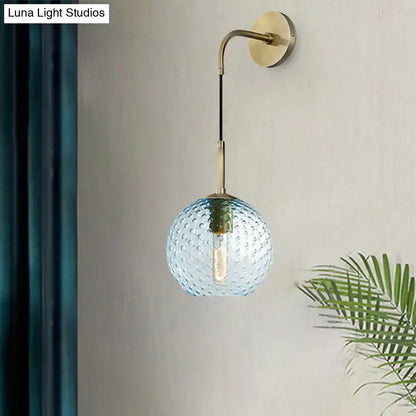 Retro blue glass globe wall lamp bedroom pink yellow blue light