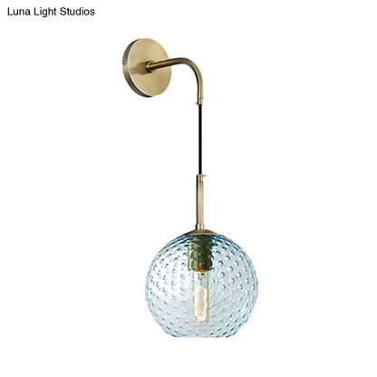 Retro blue glass globe wall lamp bedroom pink yellow blue light