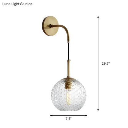 Retro blue glass globe wall lamp bedroom pink yellow blue light