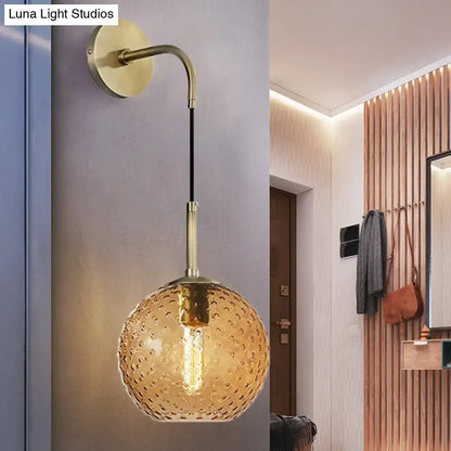 Retro blue glass globe wall lamp bedroom pink yellow blue light