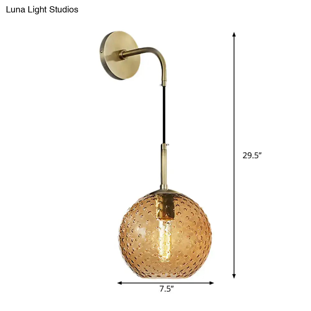 Retro blue glass globe wall lamp bedroom pink yellow blue light
