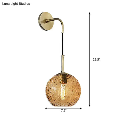 Retro blue glass globe wall lamp bedroom pink yellow blue light