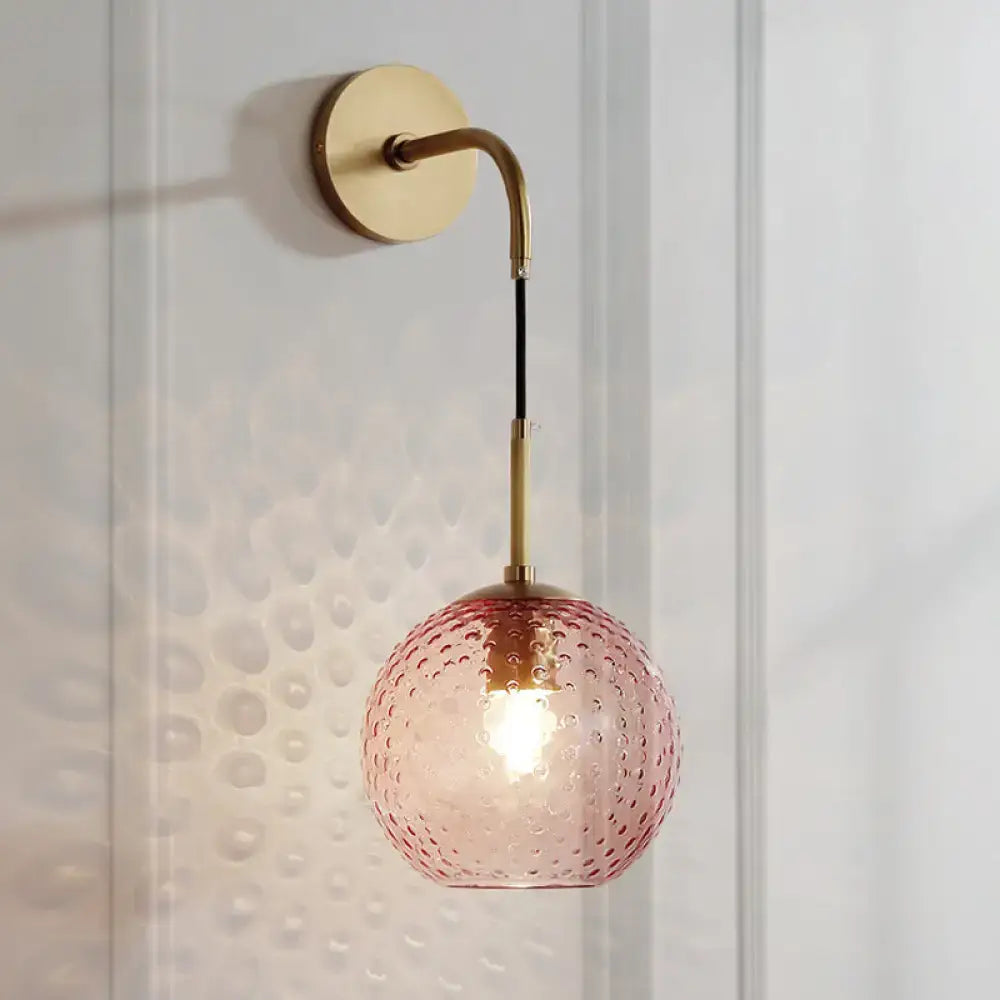 Retro blue glass globe wall lamp bedroom pink yellow blue light