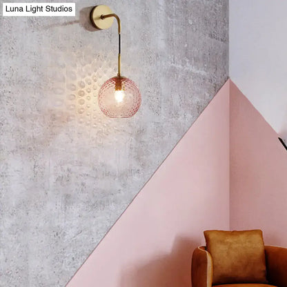 Retro blue glass globe wall lamp bedroom pink yellow blue light