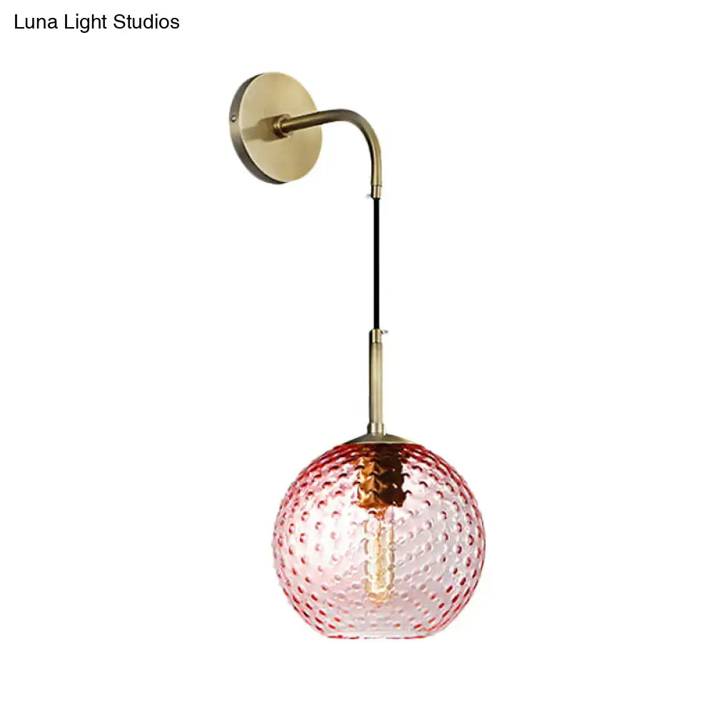 Retro blue glass globe wall lamp bedroom pink yellow blue light