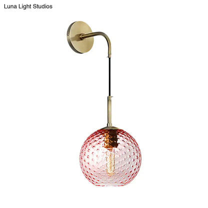 Retro blue glass globe wall lamp bedroom pink yellow blue light