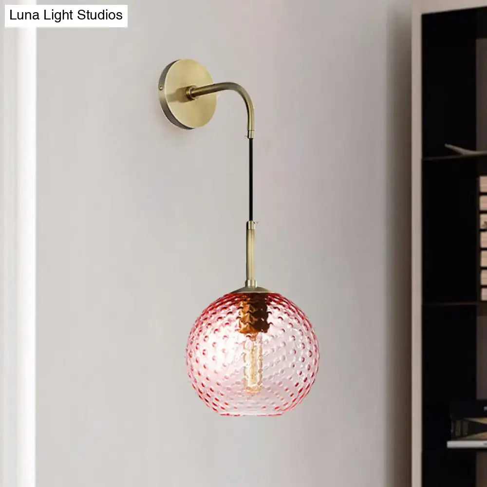 Retro blue glass globe wall lamp bedroom pink yellow blue light