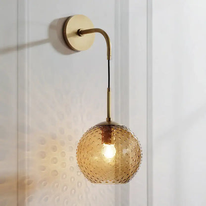 Retro blue glass globe wall lamp bedroom pink yellow blue light