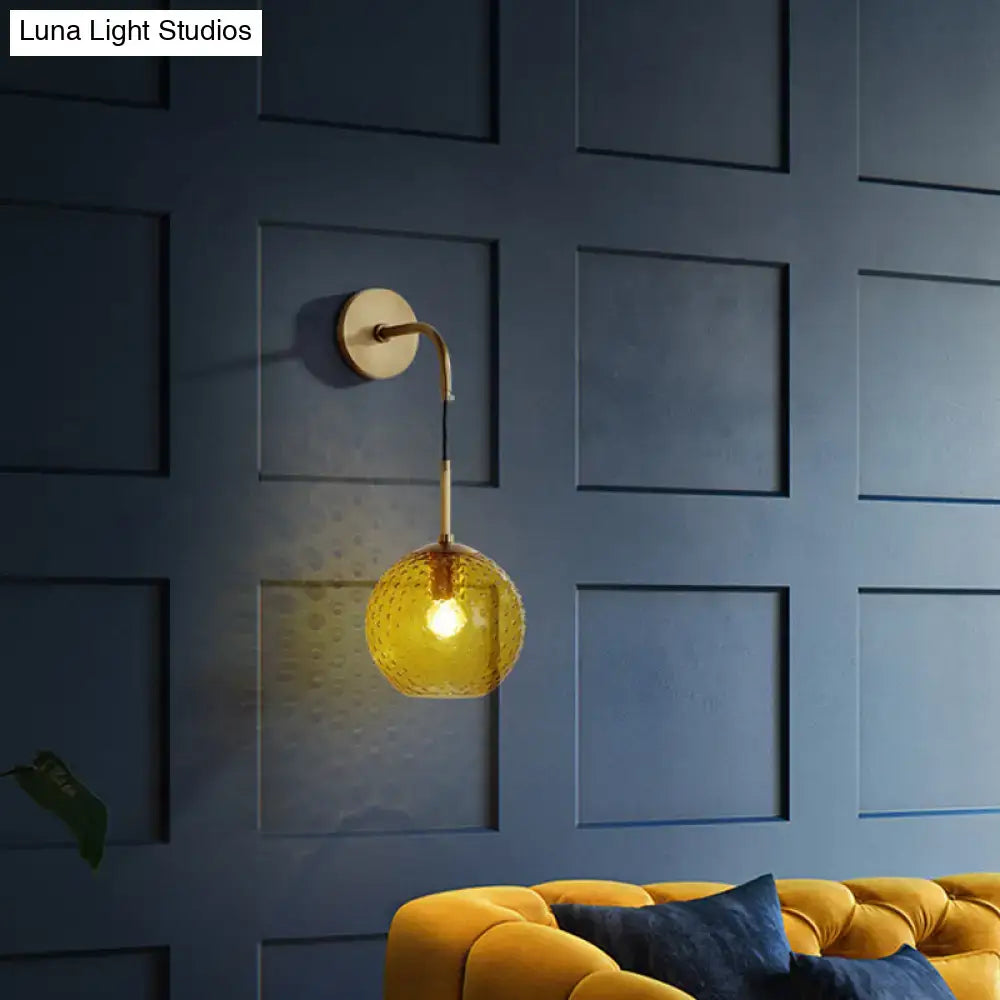 Retro blue glass globe wall lamp bedroom pink yellow blue light