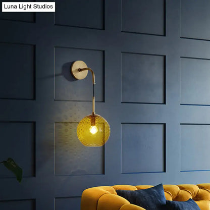 Retro blue glass globe wall lamp bedroom pink yellow blue light