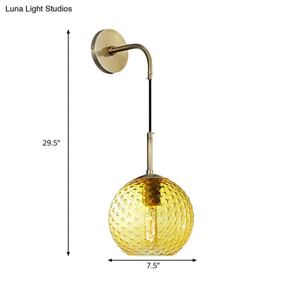 Retro blue glass globe wall lamp bedroom pink yellow blue light