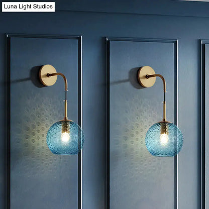 Retro blue glass globe wall lamp bedroom pink yellow blue light