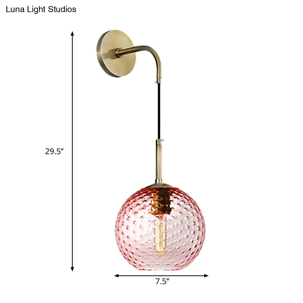Retro blue glass globe wall lamp bedroom pink yellow blue light