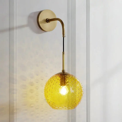 Retro blue glass globe wall lamp bedroom pink yellow blue light