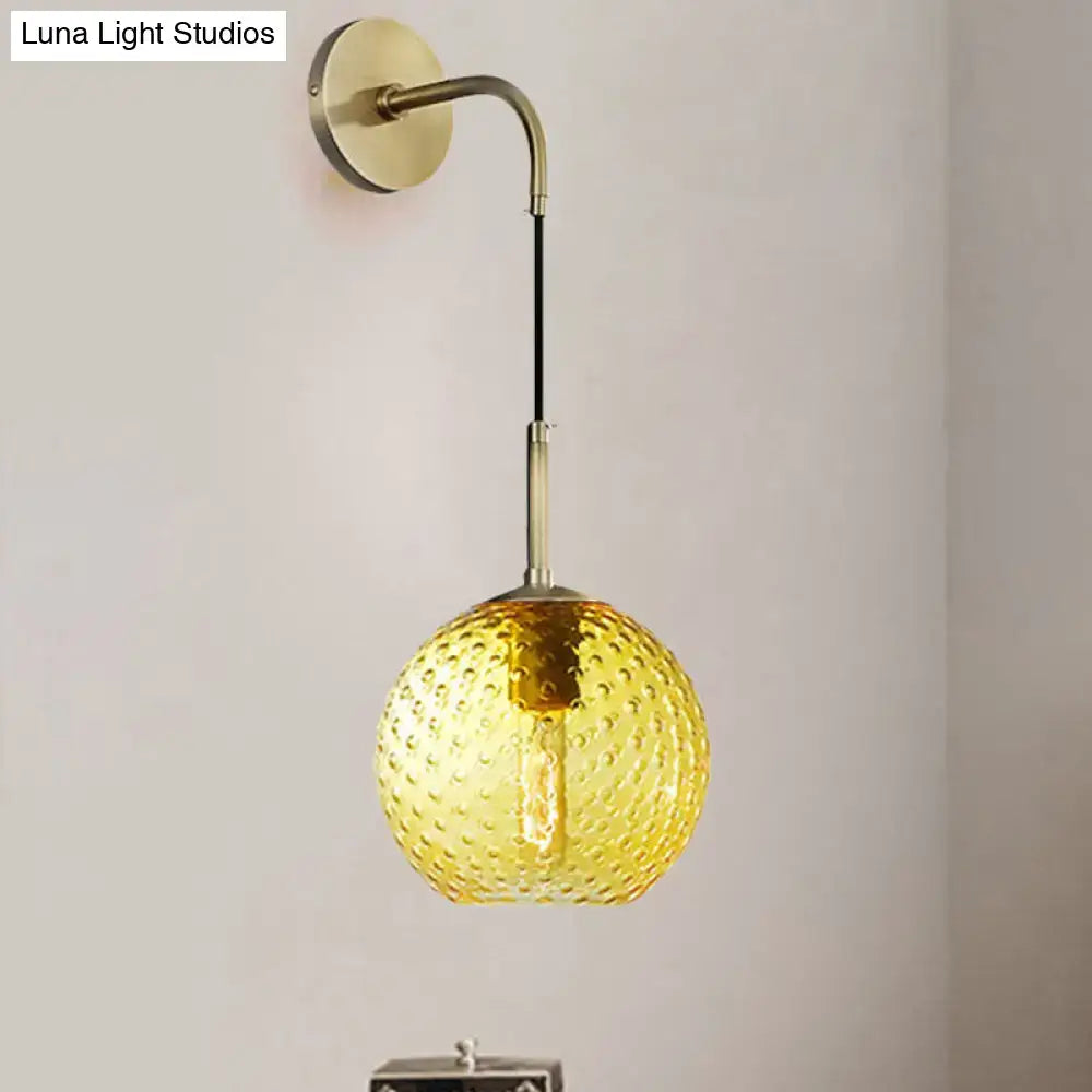 Retro blue glass globe wall lamp bedroom pink yellow blue light