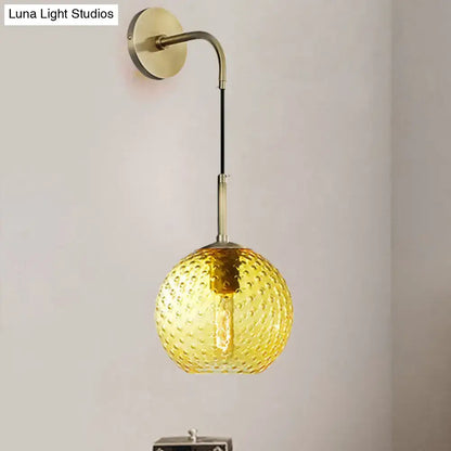 Retro blue glass globe wall lamp bedroom pink yellow blue light