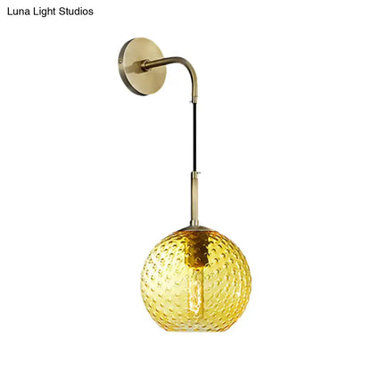 Retro blue glass globe wall lamp bedroom pink yellow blue light