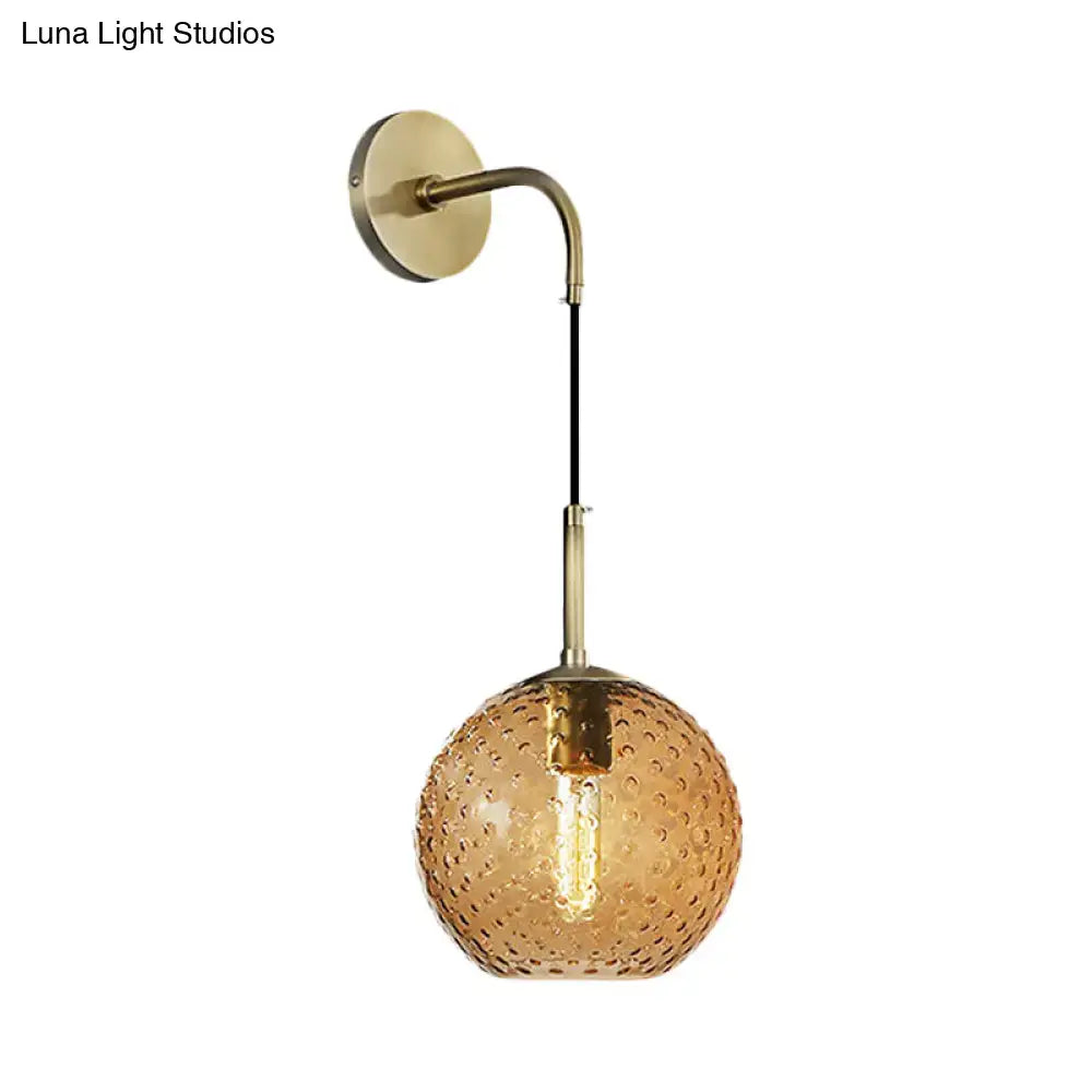 Retro blue glass globe wall lamp bedroom pink yellow blue light