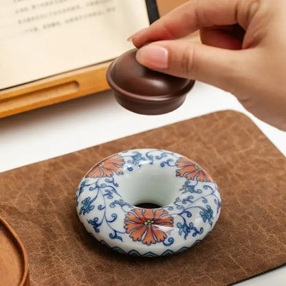 Retro blue & white porcelain teacup tray set dining room decor