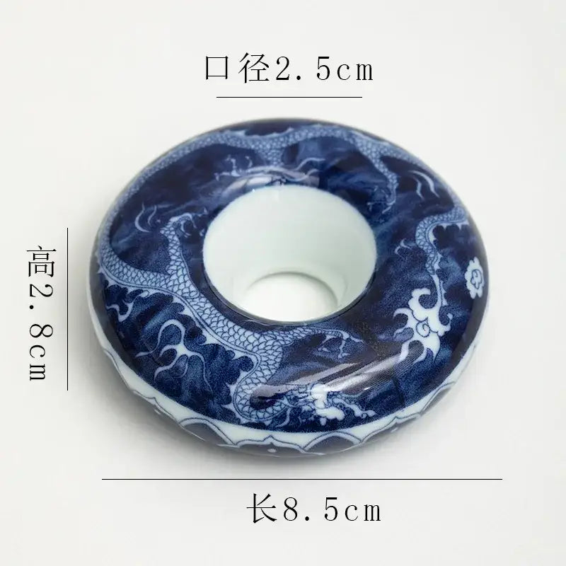 Retro blue & white porcelain teacup tray set dining room decor