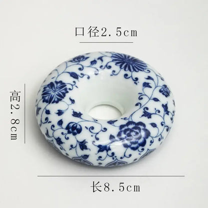 Retro blue & white porcelain teacup tray set dining room decor
