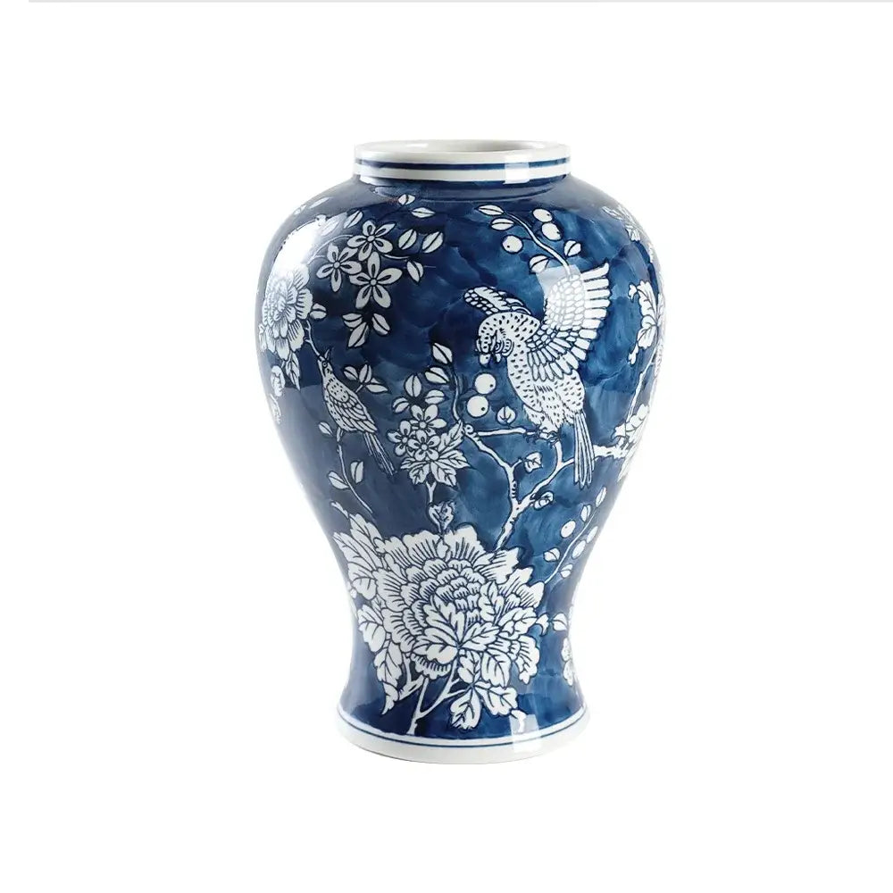 Retro blue & white porcelain vase – living room floral pot