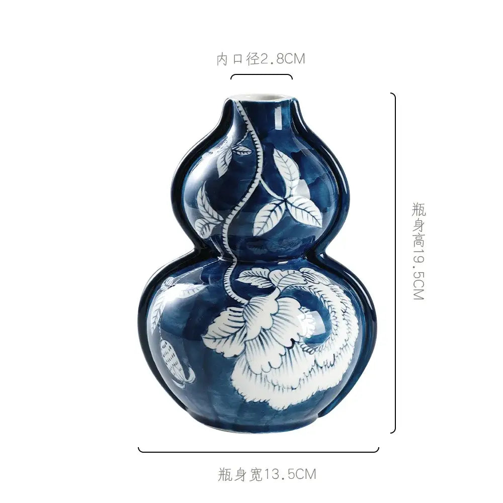 Retro blue & white porcelain vase – living room floral pot
