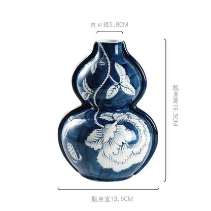 Retro blue & white porcelain vase – living room floral pot
