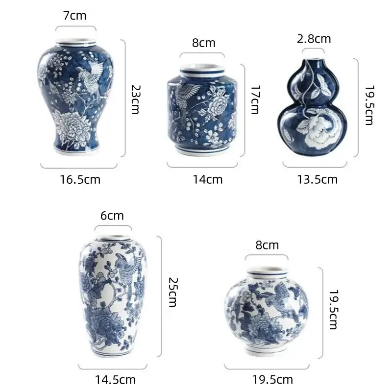 Retro blue & white porcelain vase – living room floral pot