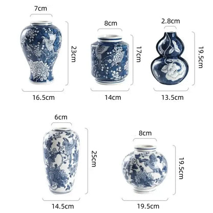 Retro blue & white porcelain vase – living room floral pot