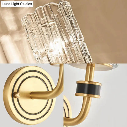 Retro brass and black crystal wall light living room e12 e14 base