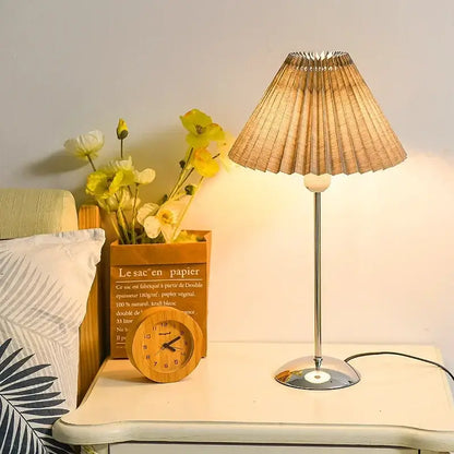 Retro brass and cream adjustable pleated table lamp bedroom light