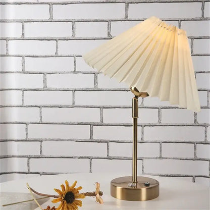 Retro brass and cream adjustable pleated table lamps bedroom light