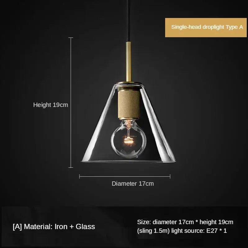 Retro brass and glass led pendant light – dining room filament lamp
