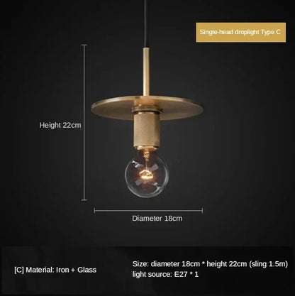 Retro brass and glass led pendant light – dining room filament lamp