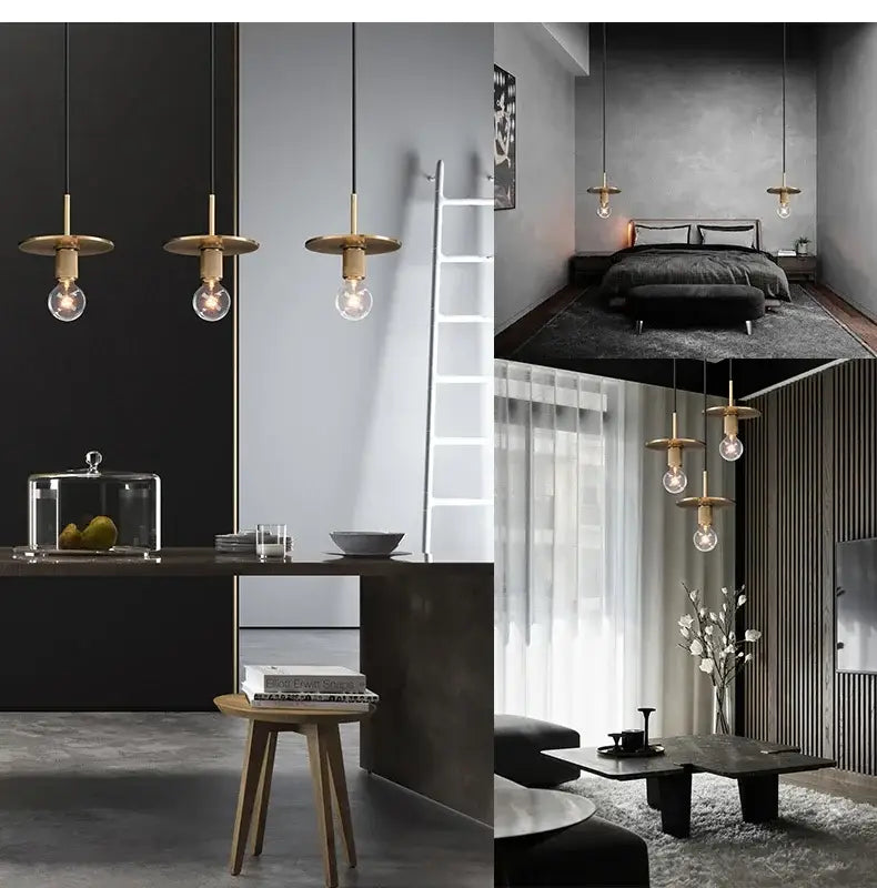Retro brass and glass led pendant light – dining room filament lamp